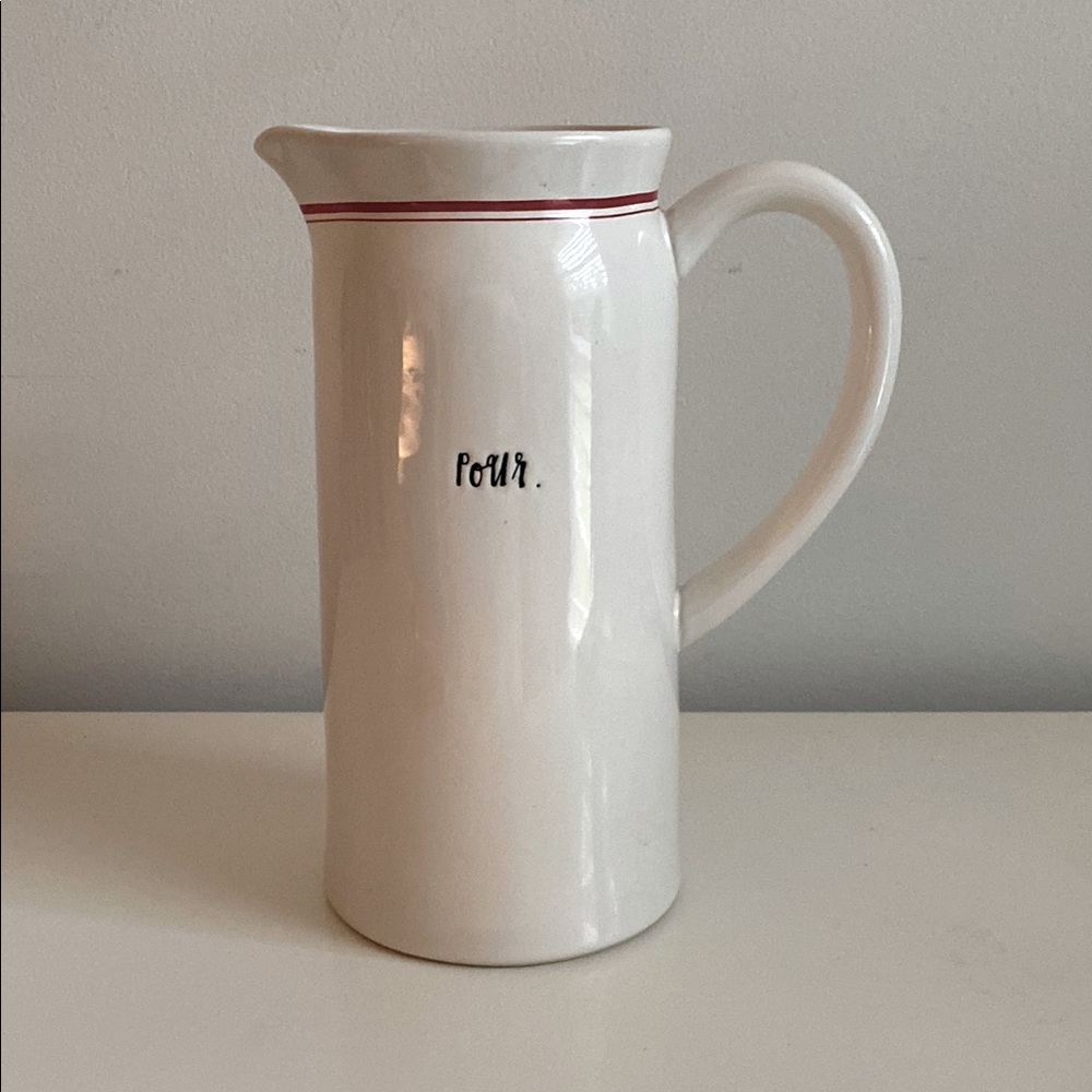 Rae Dunn Artisan Pour Pitcher with Red Banding